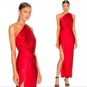 NEW The Sei X REVOLVE Asymmetrical Draped Dress in Scarlet